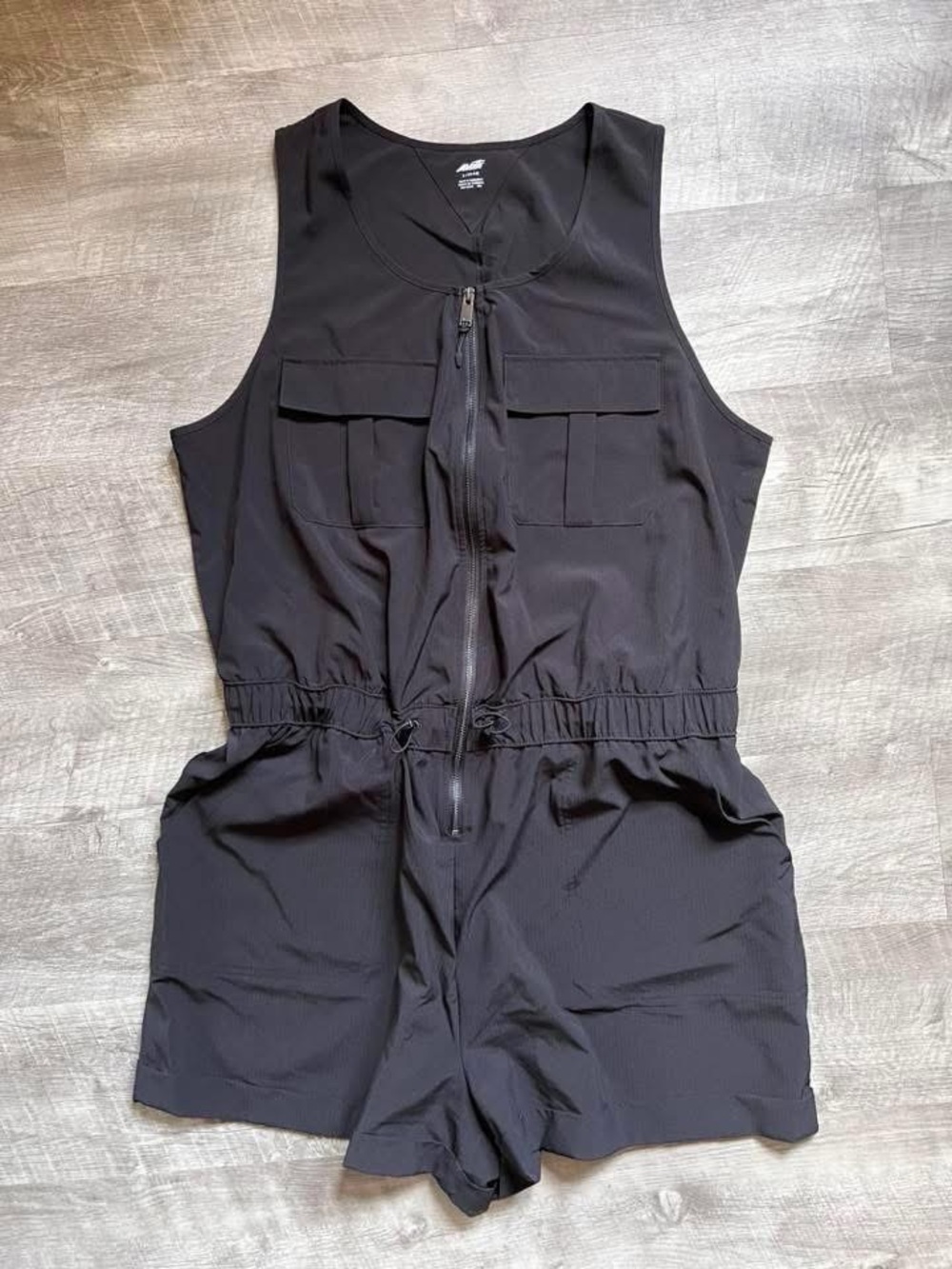 Avia Black Sleeveless Zip-Front Athletic Romper
